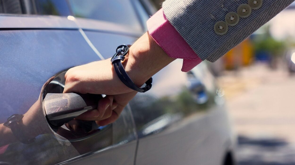 a person holding a steering wheel